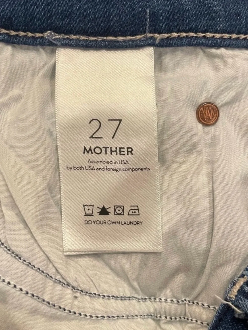 MOTHER Denim jeans mid rise dazzler crop fray squeeze it size 27 - Picture 8 of 12